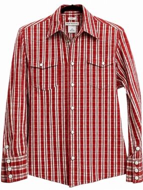 Club Monaco Red and White Plaid Men’s Button-Up Shirt